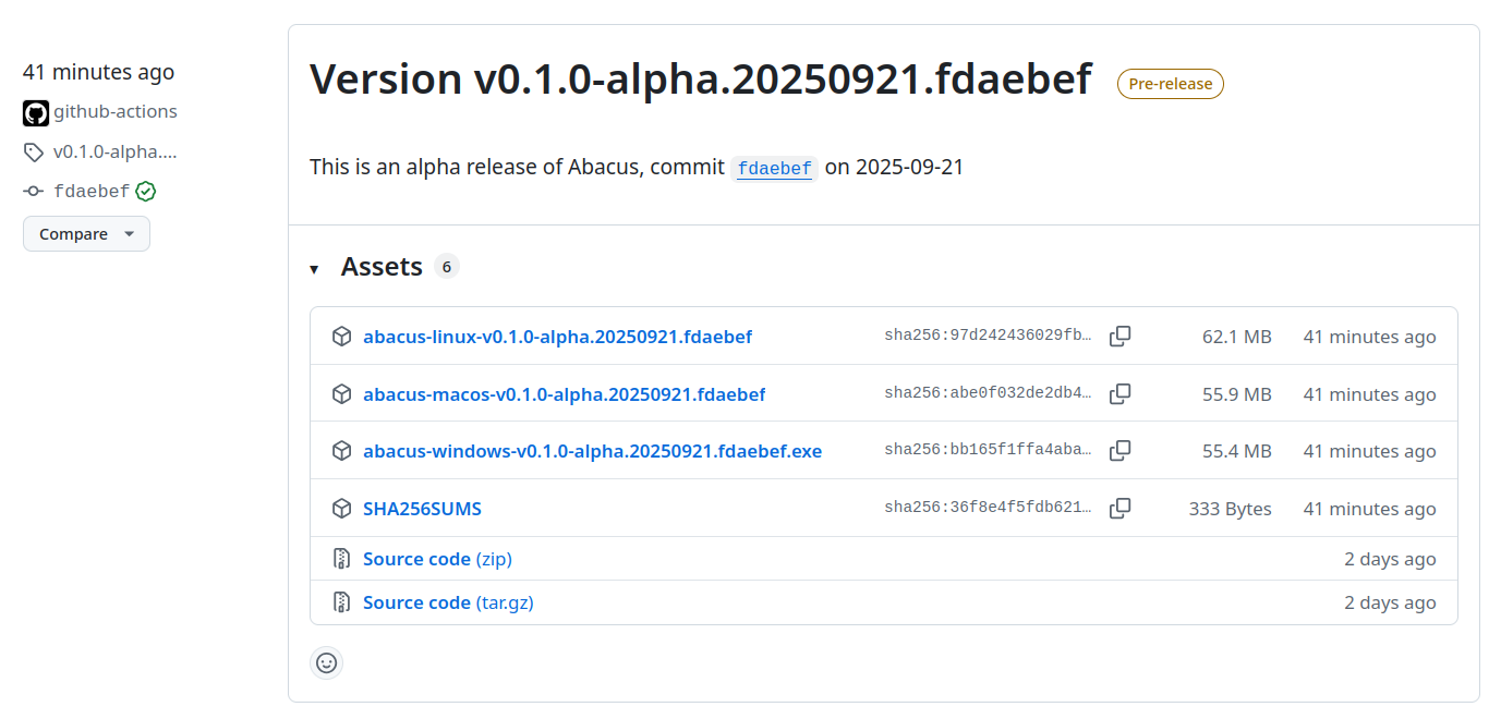 A release of the application published on GitHub
