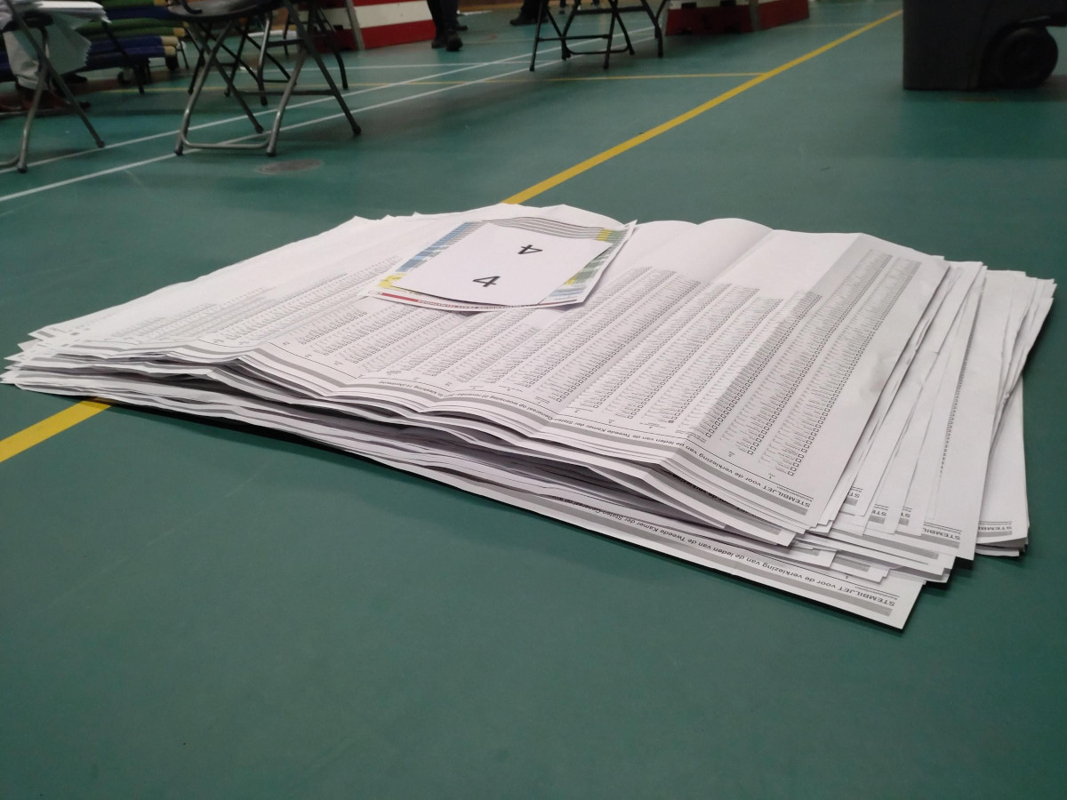 a stack of voting ballots
