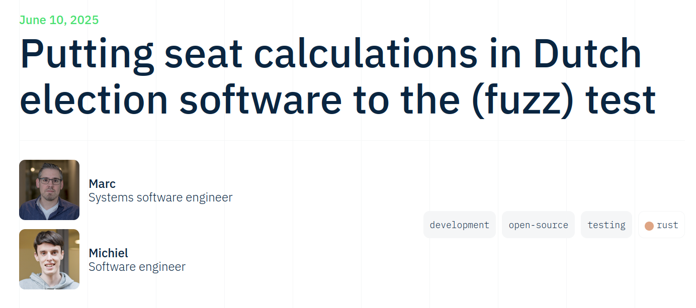 Putting seat calculations in Dutch election software to the (fuzz) test